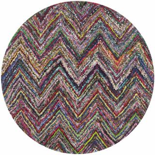 Safavieh Nantucket Blue and Multicolor Round Indoor Tufted Area Rug (Common 4 x 4; Actual 48 in W x 48 in L x 0.42 ft Dia)