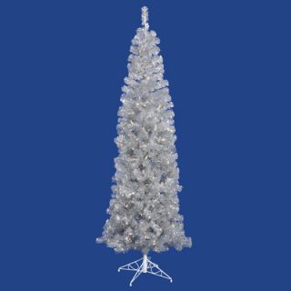 Vickerman 7.5 Silver Artificial Pencil Christmas Tree with 400 Clear