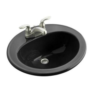 KOHLER Pennington Drop In Vitreous China Bathroom Sink in Black Black with Overflow Drain K 2196 4 7