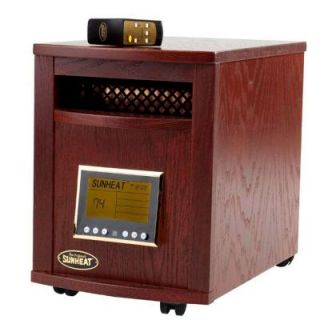 SUNHEAT 17.5 in. 1500 Watt Infrared Electric Portable Heater with Remote Control and Cabinetry   Mahogany DISCONTINUED SH 1500RC Mahogany