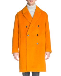 Ami Long Sleeve Wool Alpaca Coat, Orange