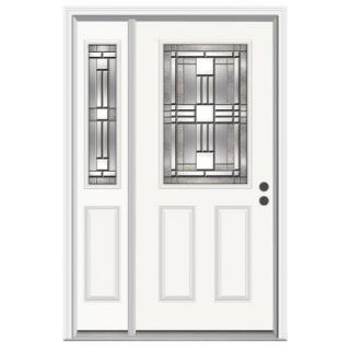 JELD WEN 36 in. x 80 in. Cordova 1/2 Lite Primed Premium Steel Prehung Front Door with Left Hand Sidelite H30892