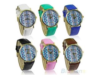 Women's Rhombus Pattern Wrist Watch Faux Leather Analog Quartz Wristwatch