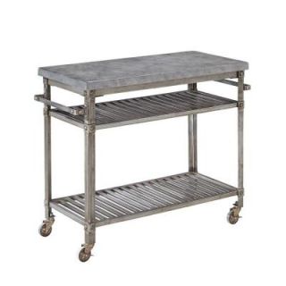 Home Styles Urban Style 48 in. W Kitchen Cart in Aged Metal with Concrete Top 5570 9511