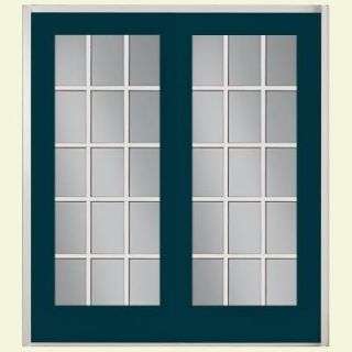 Masonite 72 in. x 80 in. Night Tide Prehung Right Hand Inswing 15 Lite Steel Patio Door with No Brickmold in Vinyl Frame 29319