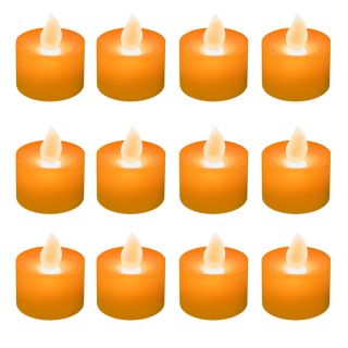 Battery Operated Orange LED Tea Light Candles (12 pack)   16964893