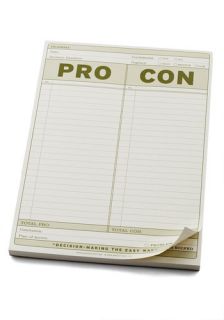 Pro & Con Notepad  Mod Retro Vintage Desk Accessories