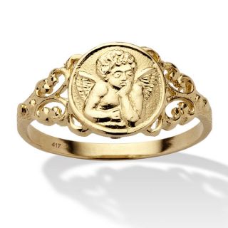 PalmBeach 10k Yellow Gold Angel Relief Ring Tailored  