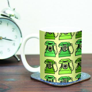 Grandmas Telephone by Holly Helgeson 11 oz. Green Ceramic Coffee Mug