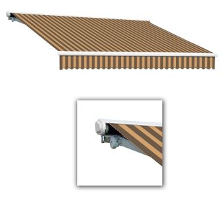 Awntech 192 in Wide x 122 in Projection Brown/Tan Stripe Slope Patio Retractable Manual Awning