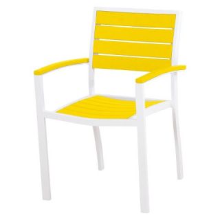 Polywood® Euro 2 Piece Patio Dining Arm Chair Set   White Frame