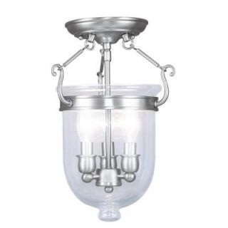 Filament Design 3 Light Brushed Nickel Flushmount and Clear Glass CLI MEN5061 91