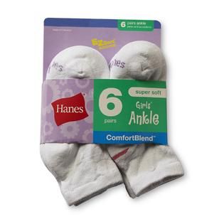 Hanes Girls 6 Pack ComfortBlend Ankle Socks   Kids   Kids Clothing