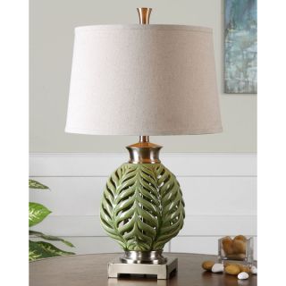 Uttermost Flowing Fern Lime Green Ceramic and Metal Table Lamp