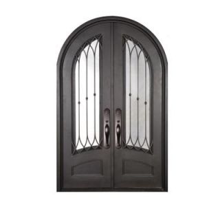 Iron Doors Unlimited 74 in. x 110 in. Concord Classic 3/4 Lite Painted Oil Rubbed Bronze Decorative Wrought Iron Prehung Front Door IC74110RRLC