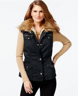INC International Concepts Convertible Faux Fur Anorak Vest, Only at