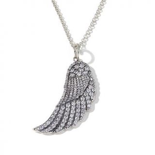 King Baby Jewelry Sterling Silver 10.26ct CZ "Wing" Pendant with 18 1/16" Chain   7756494