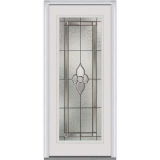 Milliken Millwork 32 in. x 80 in. Master Nouveau Decorative Glass Full Lite Primed White Fiberglass Smooth Prehung Front Door Z001353R