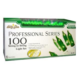 Set of 2, 100 ct professional series mini light set, green w/ white