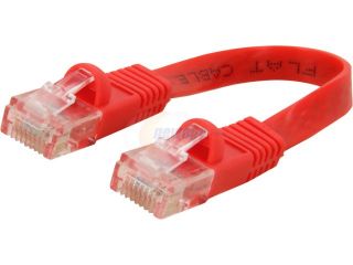 Coboc CY CAT5E 0.5 Red 0.5ft.(6in.) 30AWG Cat 5E Red Color 350MHz UTP Flat Ethernet Stranded Copper Patch cord /Molded Network lan Cable