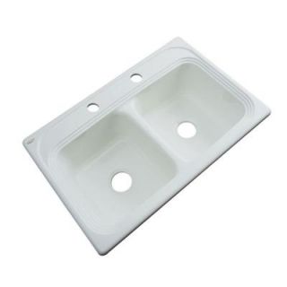 Thermocast Chesapeake Drop In Acrylic 33 in. 2 Hole Double Bowl Kitchen Sink in Sterling Silver 43282