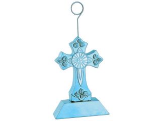 Pack of 6 Sky Blue and White Cross Photo or Balloon Holder Party Decorations 6 oz.