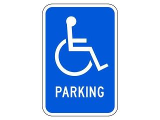 TAPCO 373 05817 Parking Sign, 18 x 12In, WHT/BL, PRKG, HDCP
