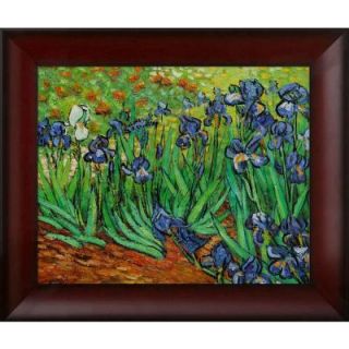 16 in. x 20 in. Irises Hand Painted Framed Oil Painting VG2628 FR 988316X20