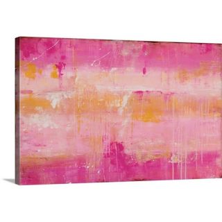 Watercolor Pink Buffalo Painting Print on Wrapped Canvas