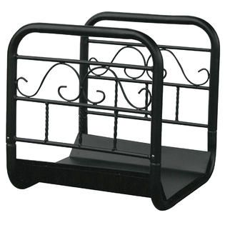 UniFlame  Large Black Wrought Iron Log Rack With Wheel And Removable