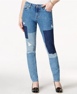Tommy Hilfiger Skinnny Leg Patched Jeans, Medium Wash   Jeans   Women