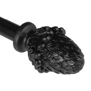 BCL Drapery Pine Cone 48 in to 86 in Black Steel Curtain Rod Set