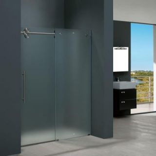 Vigo Elan 60 in. x 74 in. Frameless Bypass Shower Door in Stainless Steel with Frosted Glass VG6041STMT6074L