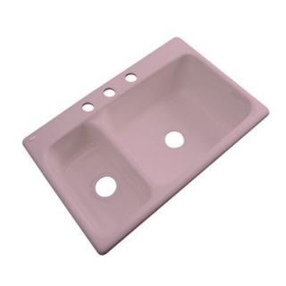 Thermocast Wyndham Drop In Acrylic 33 in. 3 Hole Double Bowl Kitchen Sink in Wild Rose 42363
