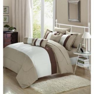 Chic Home Serenity 10 piece Comforter Set with Sheets Queen Beige/Cream/Brown