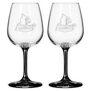 Louisville Cardinals Boelter Brands 2 Pack Satin Etch Wine Glass   12