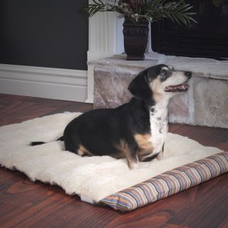Paw Roll Up Travel Portable Plush Stripe Dog Bed