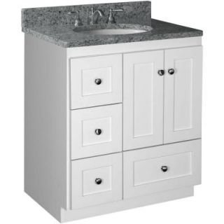 Simplicity by Strasser Shaker 30 in. W x 21 in. D x 34.5 in. H Vanity with Left Drawers Cabinet Only in Satin White 01.324.2