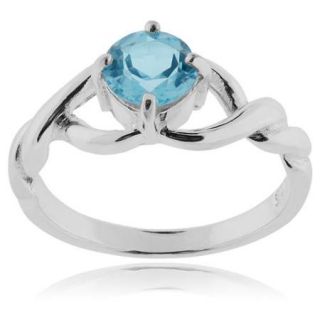 Journee Collection Sterling Silver Blue Topaz Twisted Band Ring Blue   5