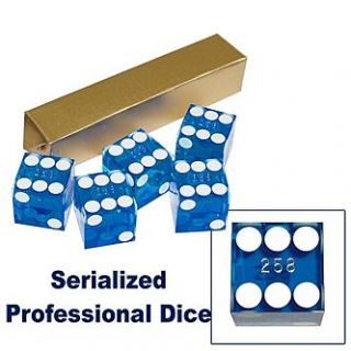 Trademark Poker 19mm A Grade Serialized Set of Casino Dice Blue   Toys