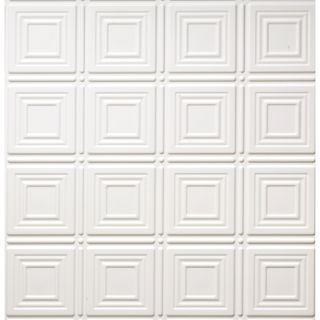 Dimensions Matte White Faux Tin 15/16 in Drop Acoustic Ceiling Tiles (Common 24 in x 24 in; Actual 23.75 in x 23.75 in)