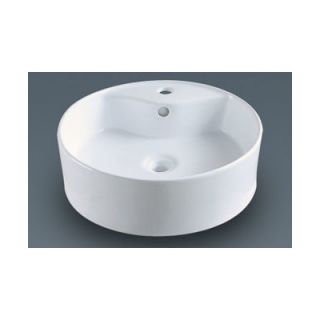 Round Ceramic Vessel Bathroom Sink with Overflow