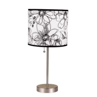 ORE International 19 in. H Floral Print Steel Table Lamp 8312A