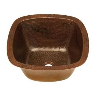 Premier Copper Products Square 14 inch Hand Hammered Copper Bathroom Sink 14" Oil Rubbed Bronze Sink