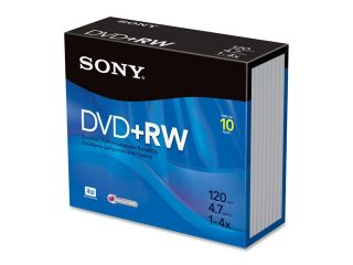SONY 4.7GB 4X DVD+RW 10 Packs Jewel Case Disc Model 10DPW47R2