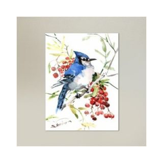 Americanflat Blue Jay And Berries Painting Print on Wrapped Canvas