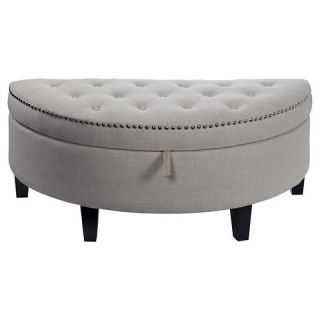 Halston Natural Tufted Storage Ottoman with Chrome Nail Heads