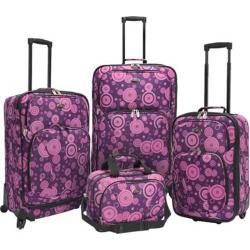 US Traveler Fashion 4 Piece Spinner Luggage Set Purple  