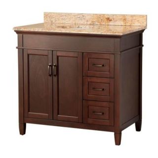 Foremost Ashburn 37 in. W x 22 in. D Vanity in Mahogany with Vanity Top and Stone Effects in Tuscan Sun ASGASETS3722DR