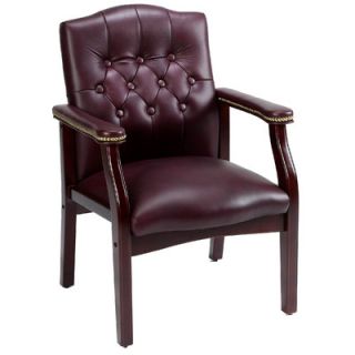 Boss Office Products Leather Guest Chair with Brass Head Nail Trim